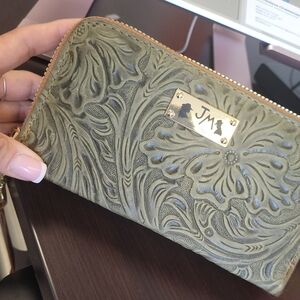 Olive Green Embossed Wallet